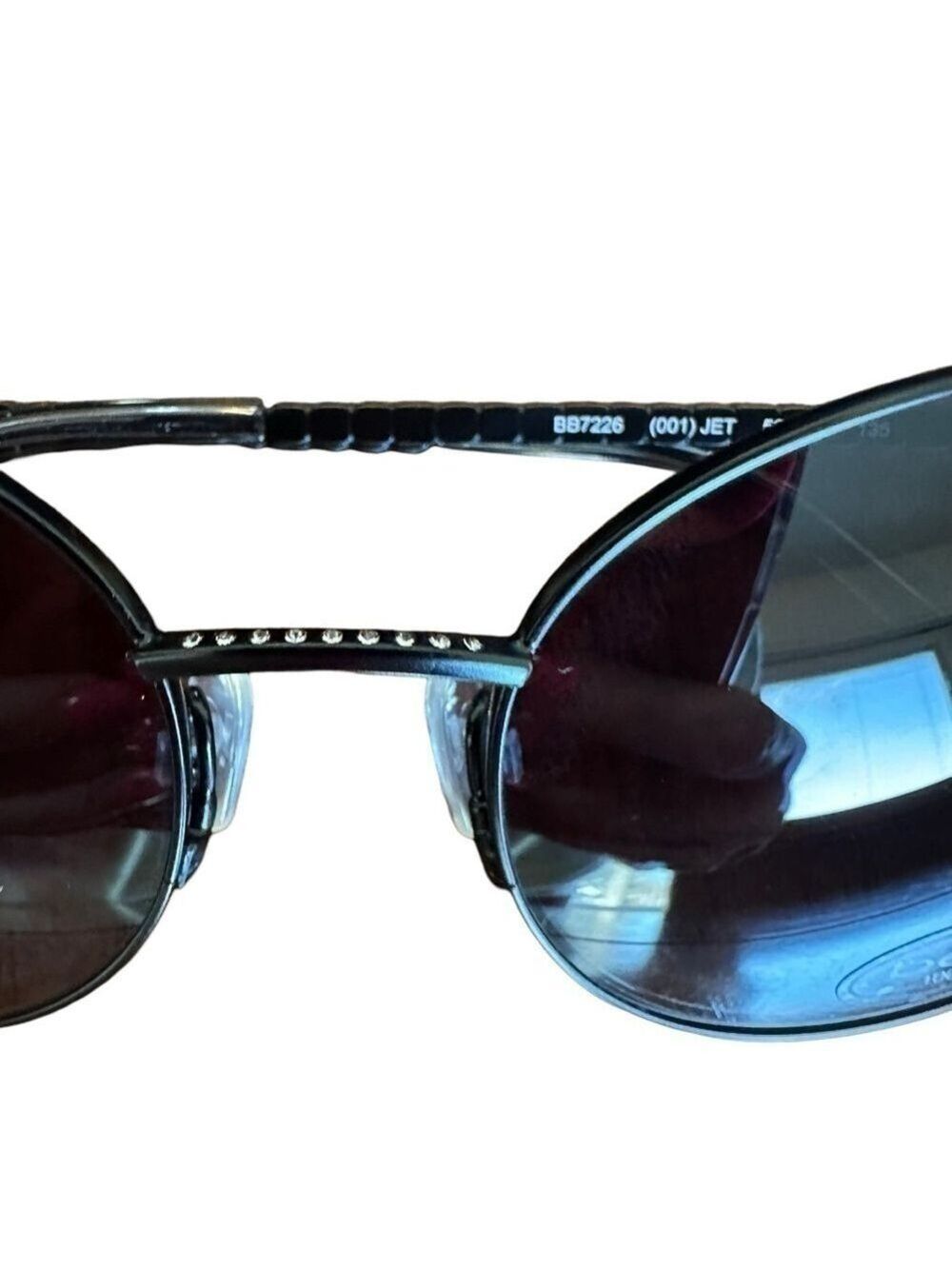 Bebe Metal Cat-Eye w/ Swarovski Crystal Jet Black Women’s Sunglasses - Picture 8 of 9